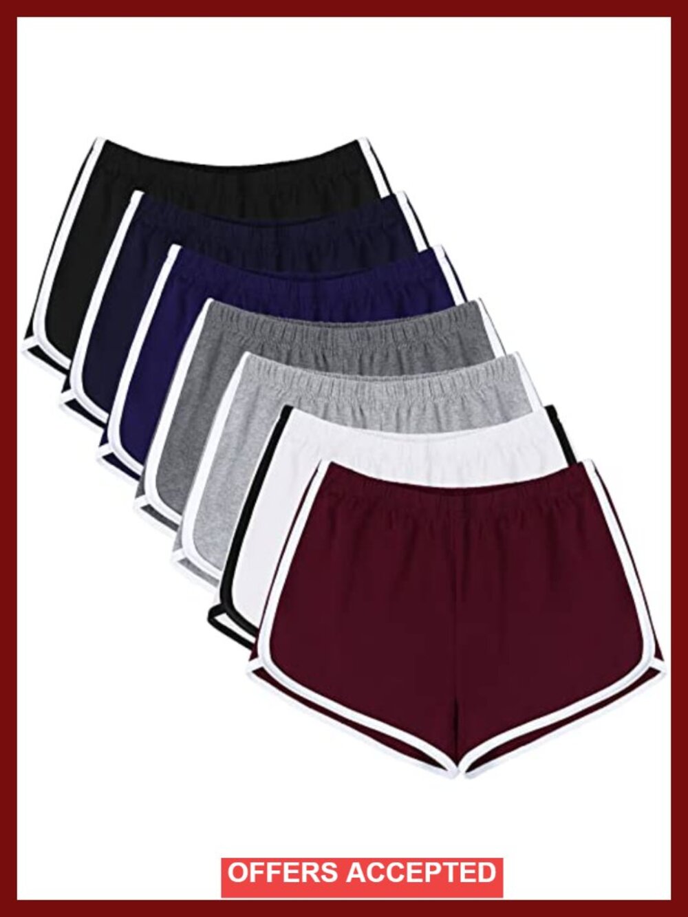 7 Pack Cotton Dolphin Athletic Shorts for Women Yoga Lounge